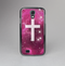 The Vector White Cross v2 over Glowing Pink Nebula Skin-Sert Case for the Samsung Galaxy S4