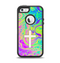 The Vector White Cross v2 over Neon Color Fushion Apple iPhone 5-5s Otterbox Defender Case Skin Set