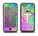 The Vector White Cross v2 over Neon Color Fushion Apple iPhone 6/6s LifeProof Fre Case Skin Set