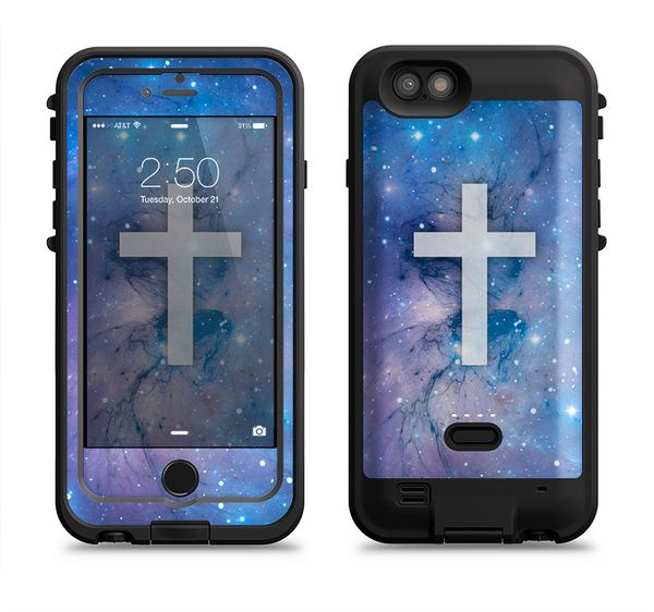 the vector white cross v2 over purple nebula  iPhone 6/6s Plus LifeProof Fre POWER Case Skin Kit