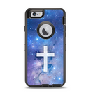 The Vector White Cross v2 over Purple Nebula Apple iPhone 6 Otterbox Defender Case Skin Set