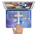 The Vector White Cross v2 over Purple Nebula Skin Set for the Apple MacBook Pro 15" with Retina Display