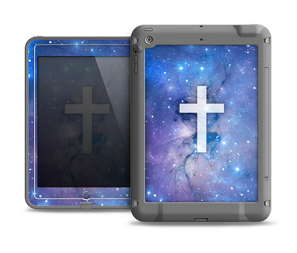 The Vector White Cross v2 over Purple Nebula Apple iPad Air LifeProof Fre Case Skin Set