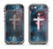 The Vector White Cross v2 over Red Nebula Apple iPhone 5c LifeProof Fre Case Skin Set
