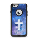 The Vector White Cross v2 over Space Nebula Apple iPhone 6 Otterbox Commuter Case Skin Set
