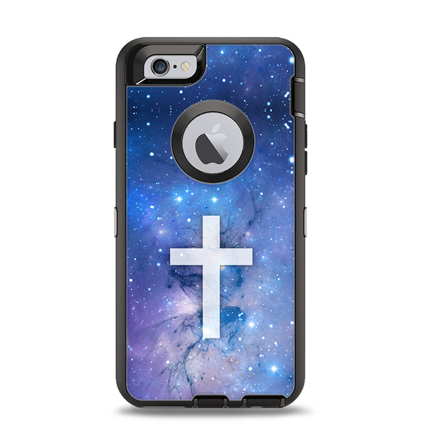 The Vector White Cross v2 over Space Nebula Apple iPhone 6 Otterbox Defender Case Skin Set
