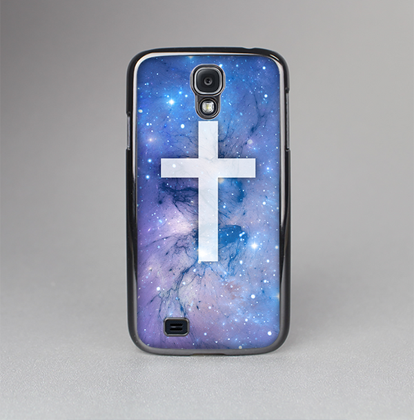 The Vector White Cross v2 over Space Nebula Skin-Sert Case for the Samsung Galaxy S4