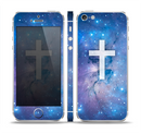 The Vector White Cross v2 over Space Nebula Skin Set for the Apple iPhone 5