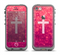 The Vector White Cross v2 over Unfocused Pink Glimmer Apple iPhone 5c LifeProof Fre Case Skin Set