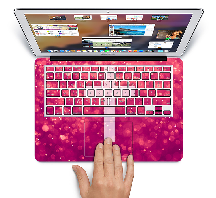 The Vector White Cross v2 over Unfocused Pink Glimmer Skin Set for the Apple MacBook Pro 15" with Retina Display