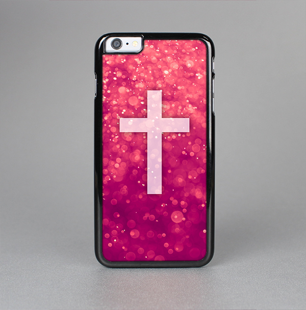 The Vector White Cross v2 over Unfocused Pink Glimmer Skin-Sert for the Apple iPhone 6 Skin-Sert Case