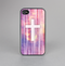 The Vector White Cross v2 over Vibrant Fading Purple Fabric Streaks Skin-Sert for the Apple iPhone 4-4s Skin-Sert Case