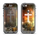 The Vector White Cross v2 over Yellow Nebula Apple iPhone 5c LifeProof Nuud Case Skin Set