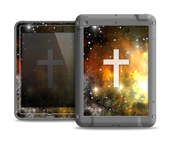 The Vector White Cross v2 over Yellow Nebula Apple iPad Air LifeProof Fre Case Skin Set