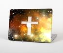 The Vector White Cross v2 over Yellow Nebula Skin Set for the Apple MacBook Pro 15" with Retina Display