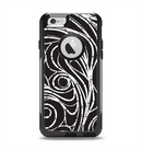 The Vector White and Black Segmented Swirls Apple iPhone 6 Otterbox Commuter Case Skin Set