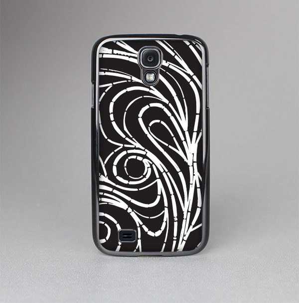 The Vector White and Black Segmented Swirls Skin-Sert Case for the Samsung Galaxy S4