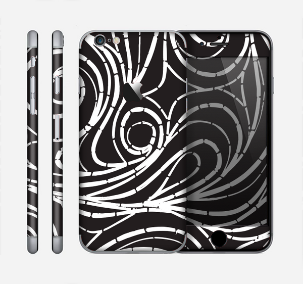 The Vector White and Black Segmented Swirls Skin for the Apple iPhone 6