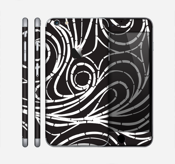 The Vector White and Black Segmented Swirls Skin for the Apple iPhone 6 Plus