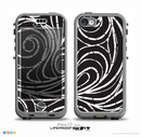 The Vector White and Black Segmented Swirls Skin for the iPhone 5c nüüd LifeProof Case