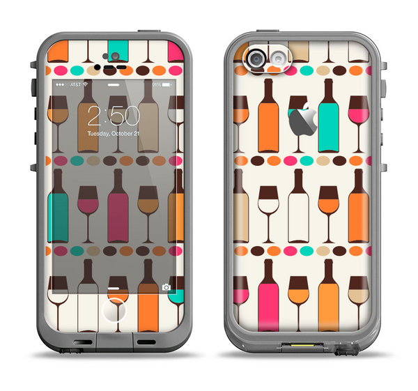The Vectored Color Wine Glasses & Bottles Apple iPhone 5c LifeProof Fre Case Skin Set