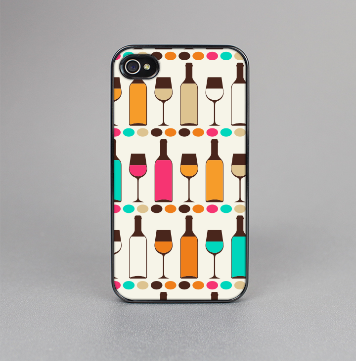 The Vectored Color Wine Glasses & Bottles Skin-Sert for the Apple iPhone 4-4s Skin-Sert Case