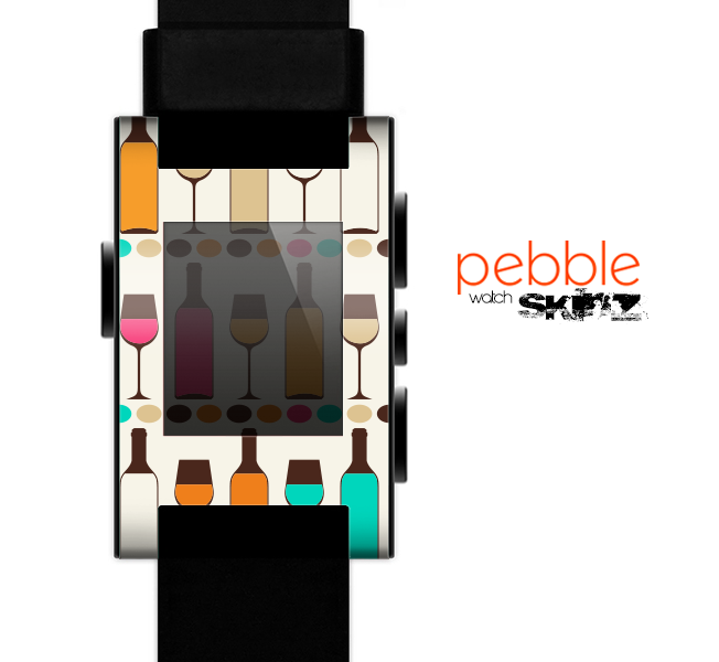 The Vectored Color Wine Glasses & Bottles Skin for the Pebble SmartWatch