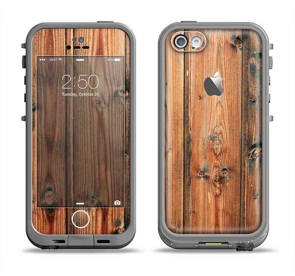 The Vertical Raw Aged Wood Planks Apple iPhone 5c LifeProof Fre Case Skin Set
