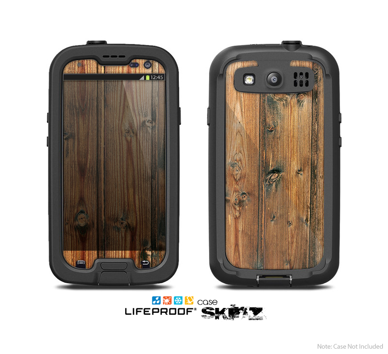 The Vertical Raw Aged Wood Planks Skin For The Samsung Galaxy S3 LifeProof Case