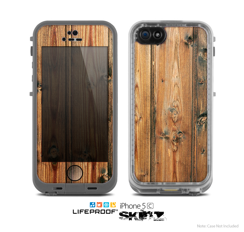 The Vertical Raw Aged Wood Planks Skin for the Apple iPhone 5c LifeProof Case
