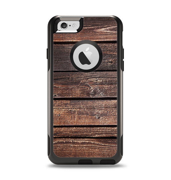 The Vetrical Raw Dark Aged Wood Planks Apple iPhone 6 Otterbox Commuter Case Skin Set