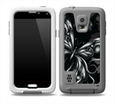 The Vibrant Black & Silver Butterfly Outline Skin for the Samsung Galaxy S5 frē LifeProof Case
