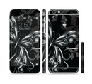 The Vibrant Black & Silver Butterfly Outline Sectioned Skin Series for the Apple iPhone 6s Plus