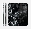 The Vibrant Black & Silver Butterfly Outline Skin for the Apple iPhone 6