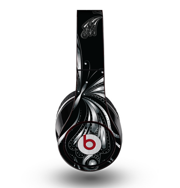 The Vibrant Black & Silver Butterfly Outline Skin for the Original Beats by Dre Studio Headphones