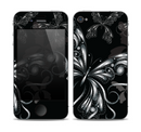 The Vibrant Black & Silver Butterfly Outline copy Skin for the Apple iPhone 4-4s