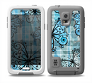 The Vibrant Blue Butterfly Plaid Skin for the Samsung Galaxy S5 frē LifeProof Case