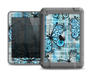 The Vibrant Blue Butterfly Plaid Apple iPad Air LifeProof Fre Case Skin Set
