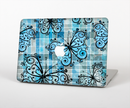 The Vibrant Blue Butterfly Plaid Skin for the Apple MacBook Pro Retina 15"