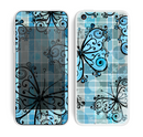 The Vibrant Blue Butterfly Plaid Skin for the Apple iPhone 5c