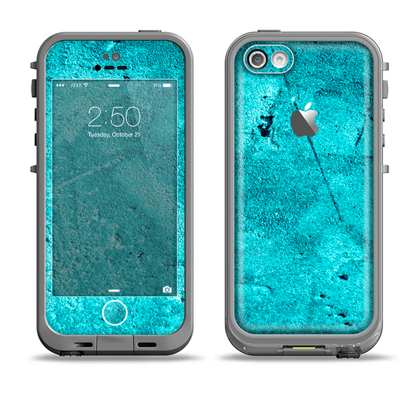 The Vibrant Blue Cement Texture Apple iPhone 5c LifeProof Fre Case Skin Set