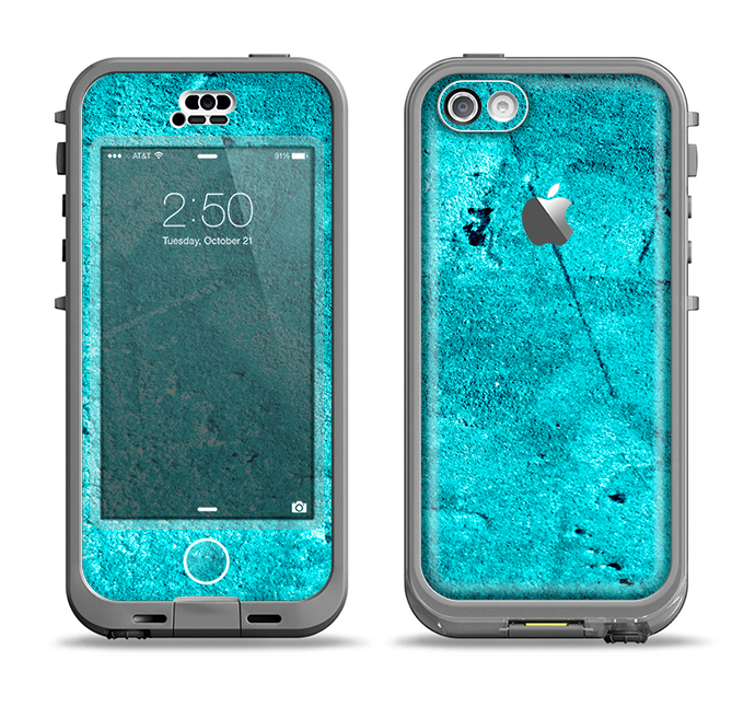 The Vibrant Blue Cement Texture Apple iPhone 5c LifeProof Nuud Case Skin Set