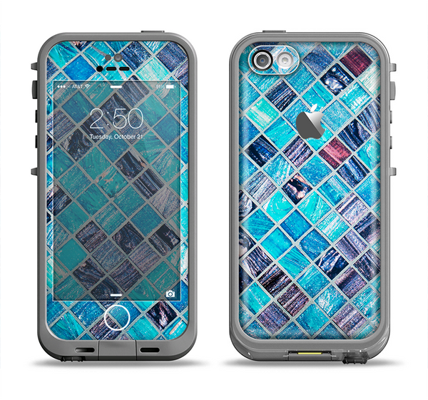 The Vibrant Blue Glow-Tiles Apple iPhone 5c LifeProof Fre Case Skin Set