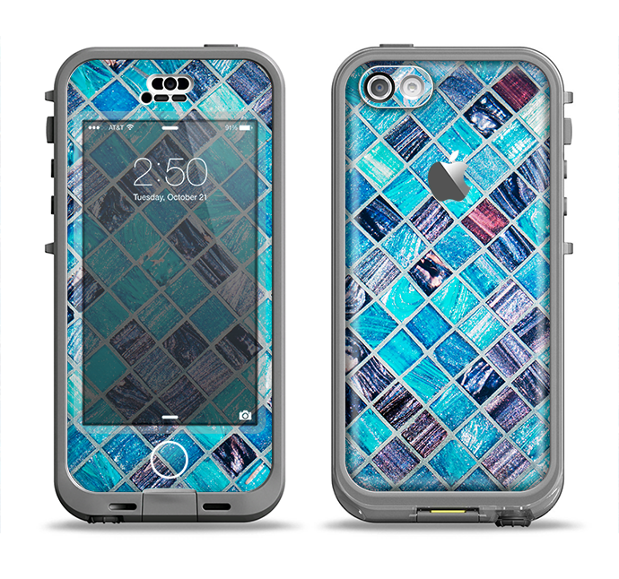 The Vibrant Blue Glow-Tiles Apple iPhone 5c LifeProof Nuud Case Skin Set
