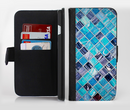 The Vibrant Blue Glow-Tiles Ink-Fuzed Leather Folding Wallet Credit-Card Case for the Apple iPhone 6/6s, 6/6s Plus, 5/5s and 5c