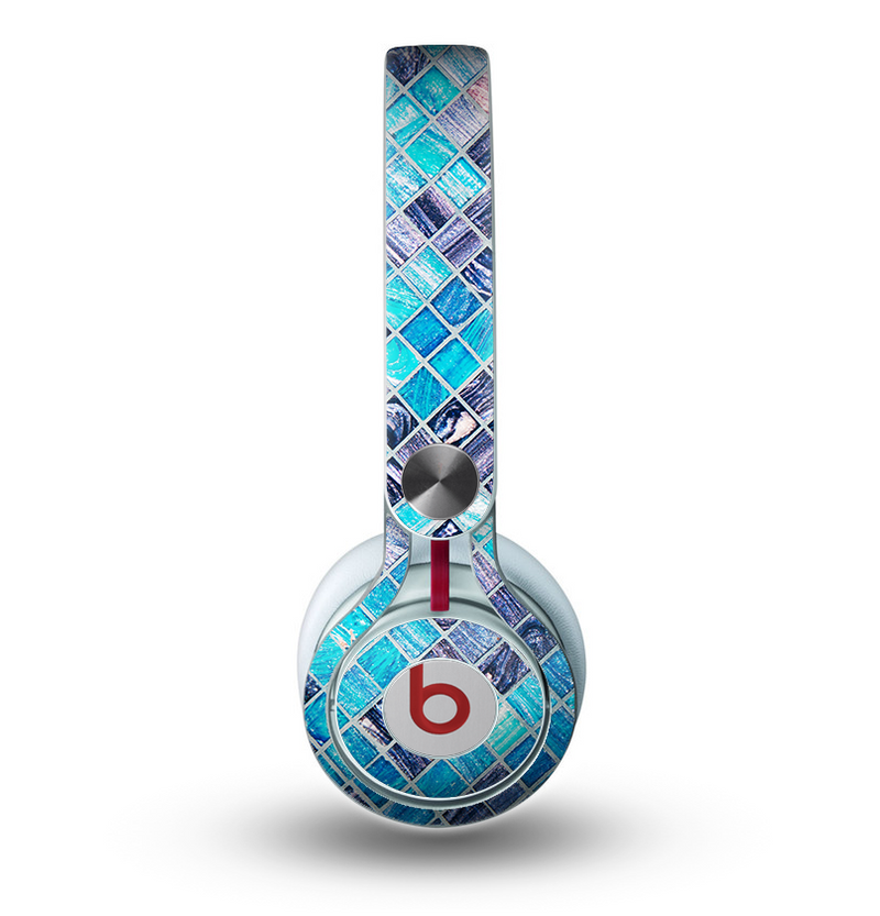 The Vibrant Blue Glow-Tiles Skin for the Beats by Dre Mixr Headphones