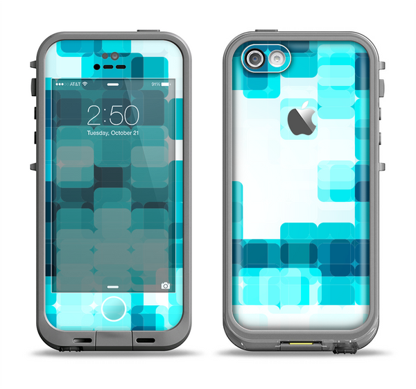 The Vibrant Blue HD Blocks Apple iPhone 5c LifeProof Fre Case Skin Set