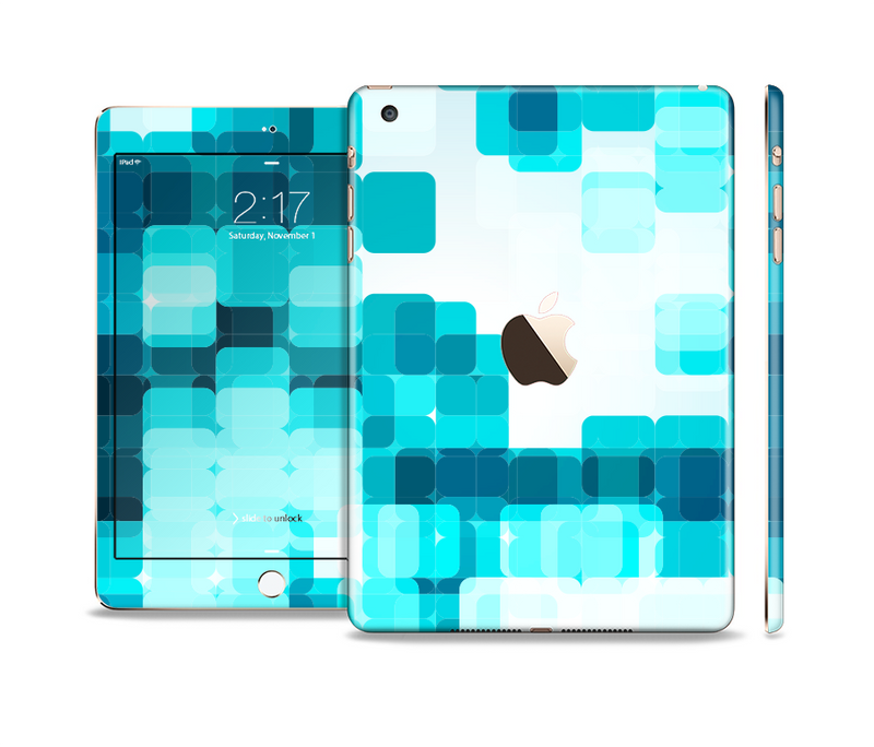The Vibrant Blue HD Blocks Full Body Skin Set for the Apple iPad Mini 3