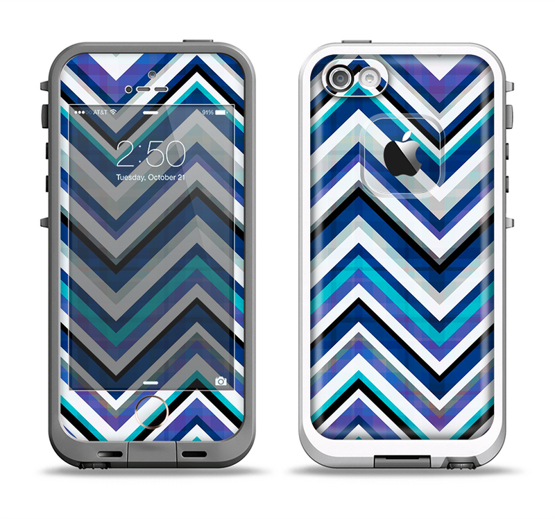 The Vibrant Blue Sharp Chevron Apple iPhone 5-5s LifeProof Fre Case Skin Set