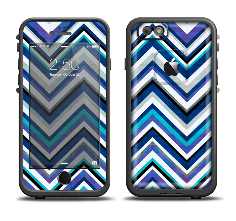 The Vibrant Blue Sharp Chevron Apple iPhone 6/6s Plus LifeProof Fre Case Skin Set